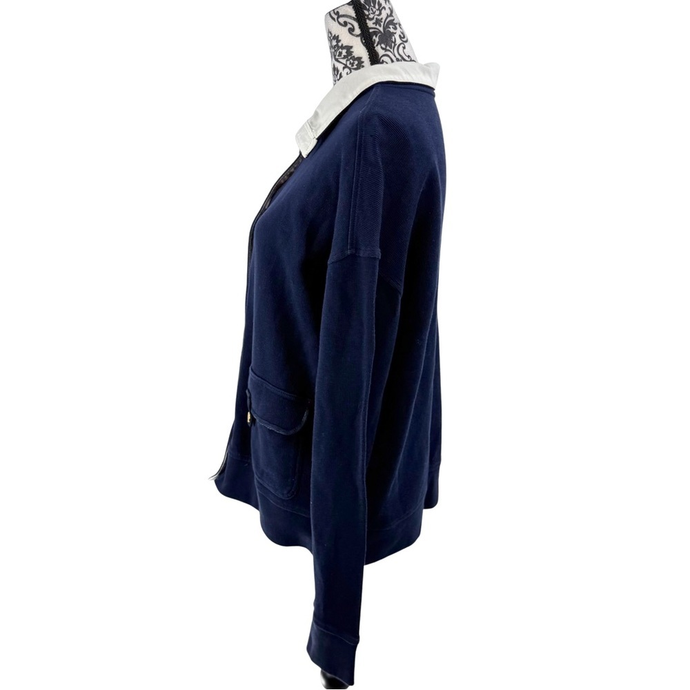 Lauren Ralph Lauren Vintage Cardigan Jacket Navy White Collar Gold Logo Buttons - Picture 7 of 11